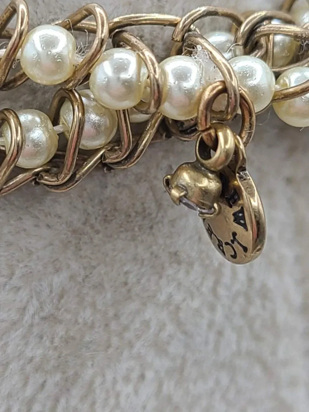 J Crew Small Pearl in Gold Tone Long Chain Necklace